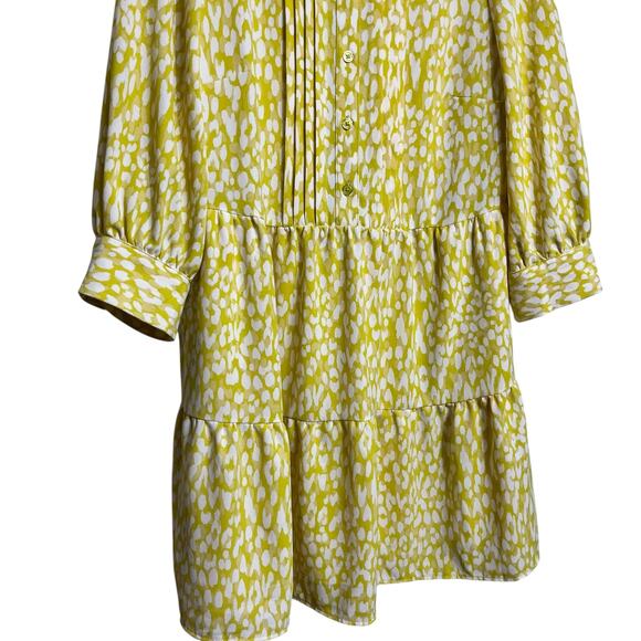 Who What Wear Yellow Leopard Print Tiered Dress - M (2842) - Picture 5 of 6
